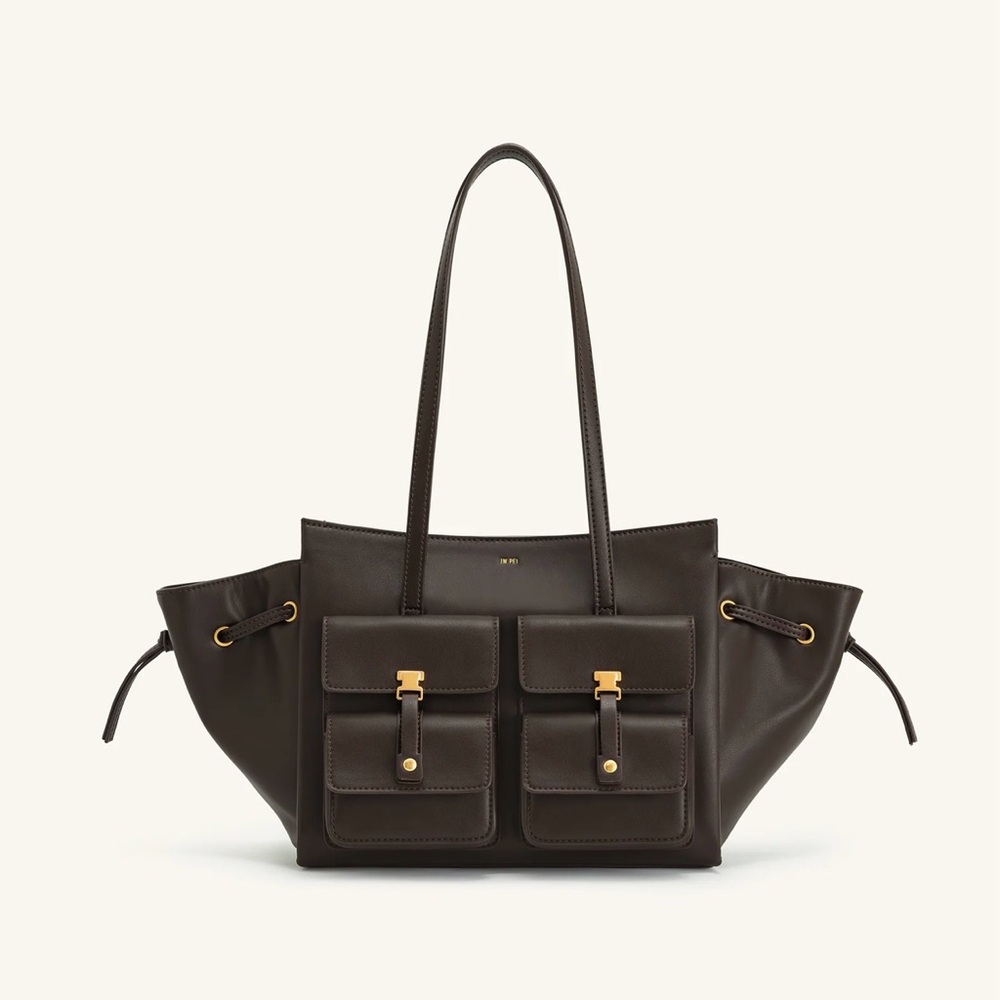 JW PEI Linda small faux Dark Brown Handbag with Front Pockets LIKE NEW